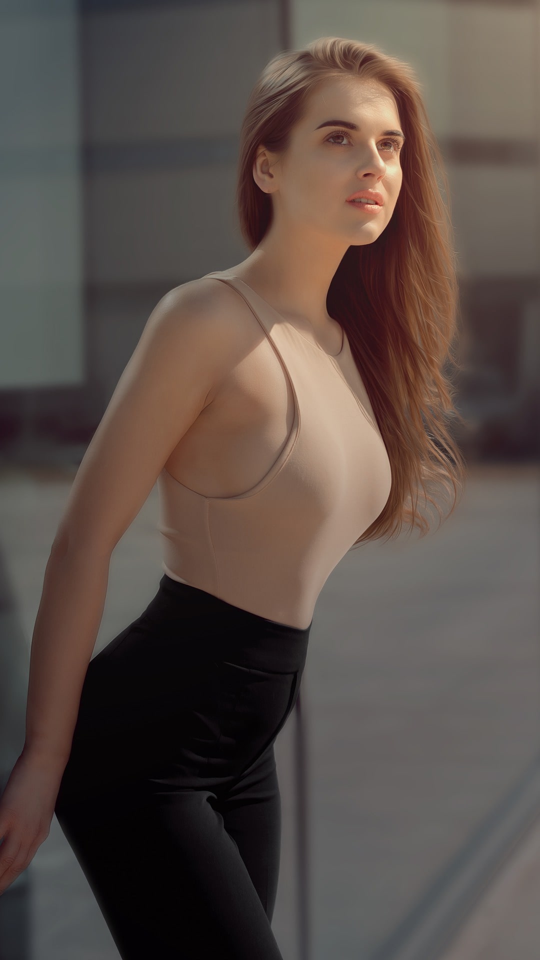 Hot girl standing outside